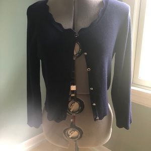 Scalloped Navy Cardigan